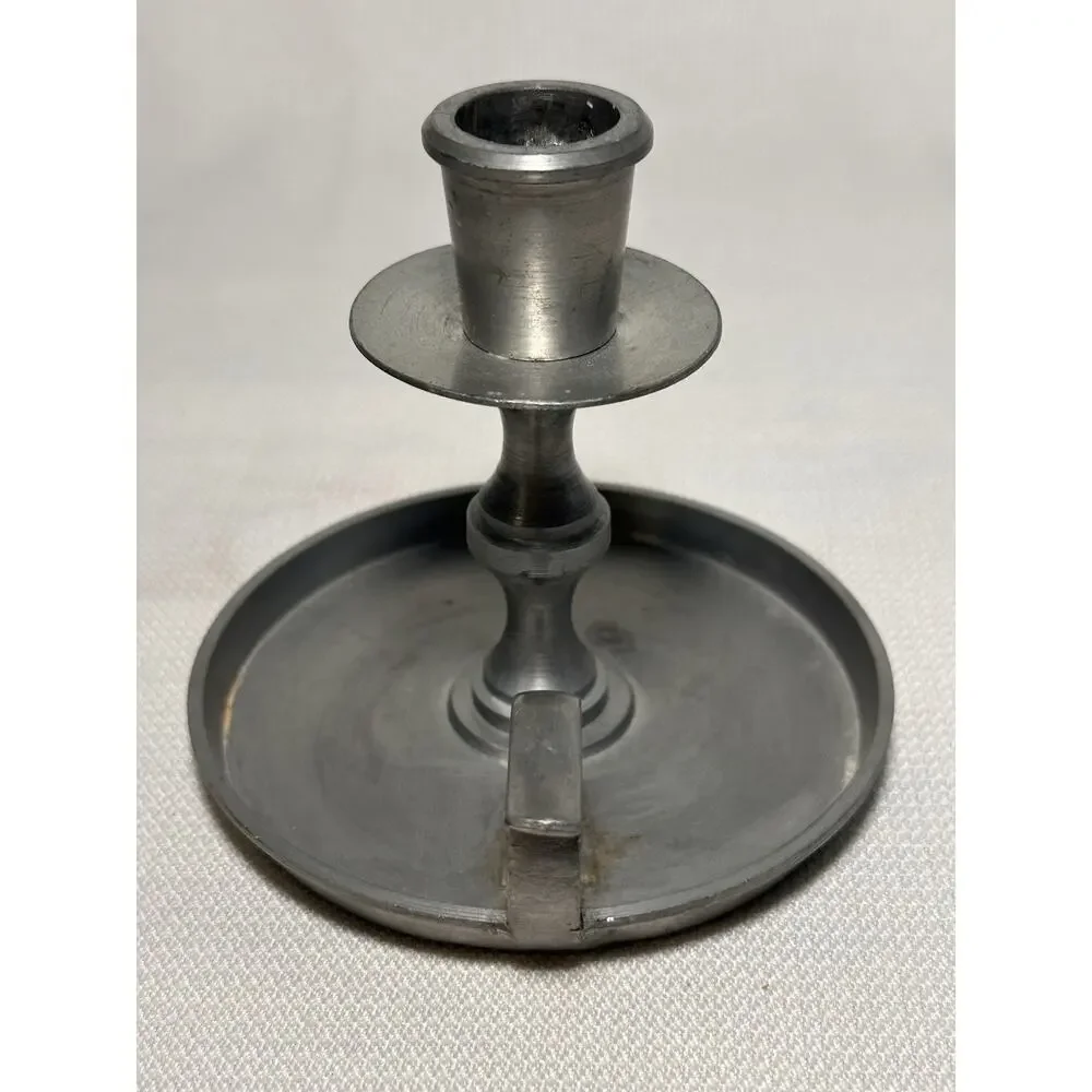 Vintage John G Groot Candle Holder Pewter 4” Chamberstick Metal Stamped